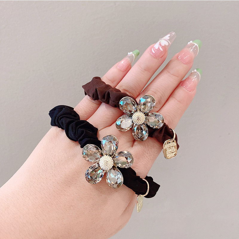 Card Luxury kristāla ziedu matu siksna, roku darīta, korejiešu stila, augsta elastība, ziemas 2023 kolekcija