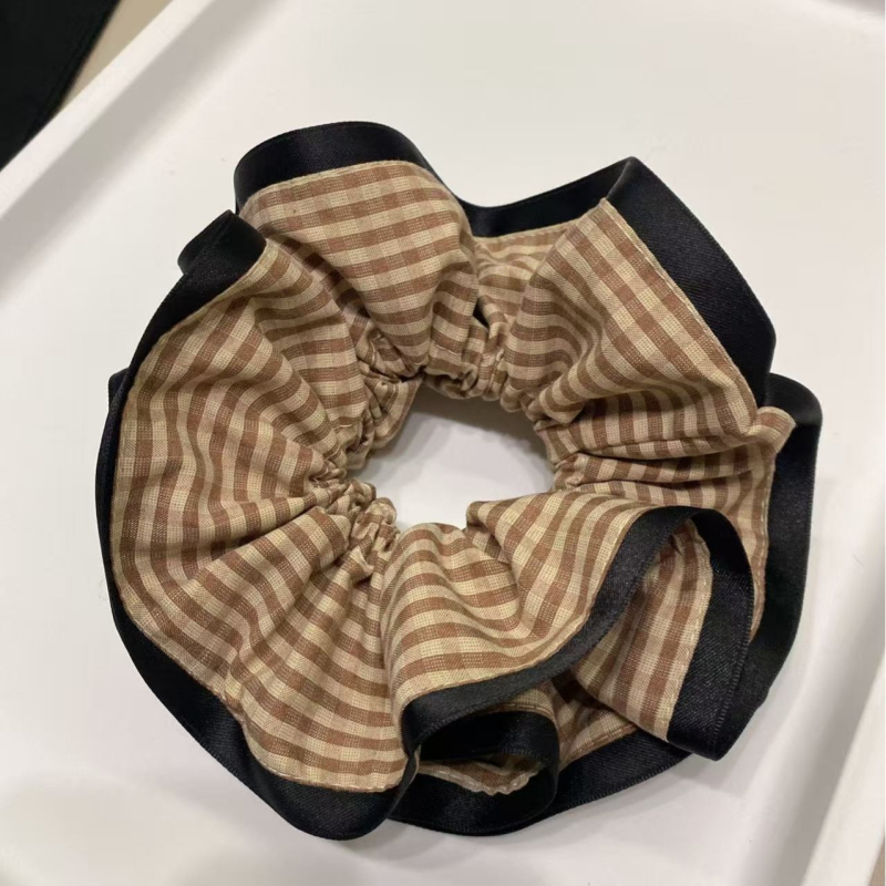 Elastic de păr în stil coreean, cu dungi, dublu strat, pentru coadă de cal joasă, lucrat manual, accesoriu minimalist, cod Xhx-2406