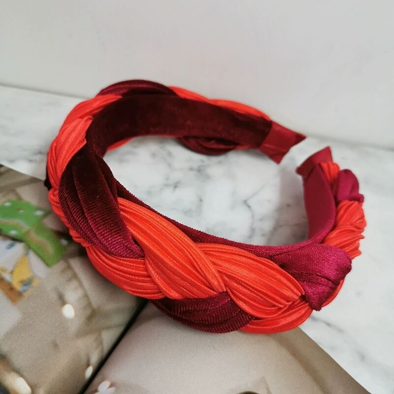 Bentiță pentru păr, stil coreean, material textil, model în carouri, croială romb; gata pentru cadou la nunți și evenimente corporative