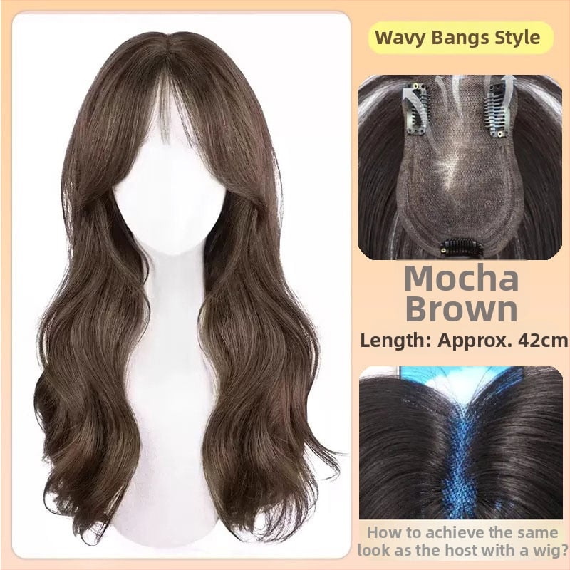 Sievietes tilpuma parūka, daļēji roku adīta, sajaukta zīda materiāla, bez krāsošanas un perm, lielas viļņotas cirtas