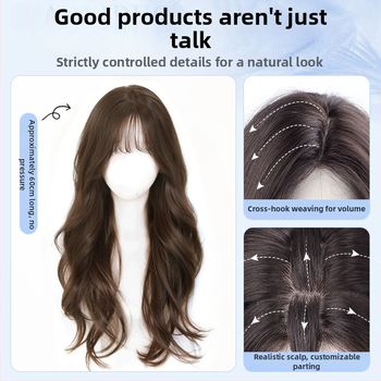 BF Big Wave Naiste Parukas — kõrge temperatuuriga kiud, mehhaaniline valmistus, pikk lokkis parukas sirgete või kaldu kiiluga, kerge ja mahukas