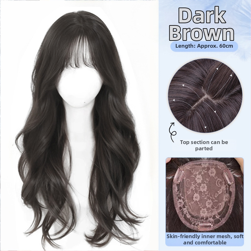 BF Big Wave Naiste Parukas — kõrge temperatuuriga kiud, mehhaaniline valmistus, pikk lokkis parukas sirgete või kaldu kiiluga, kerge ja mahukas