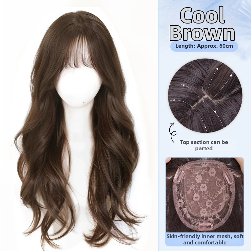 BF Big Wave Naiste Parukas — kõrge temperatuuriga kiud, mehhaaniline valmistus, pikk lokkis parukas sirgete või kaldu kiiluga, kerge ja mahukas