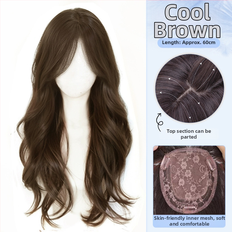 BF Big Wave Naiste Parukas — kõrge temperatuuriga kiud, mehhaaniline valmistus, pikk lokkis parukas sirgete või kaldu kiiluga, kerge ja mahukas