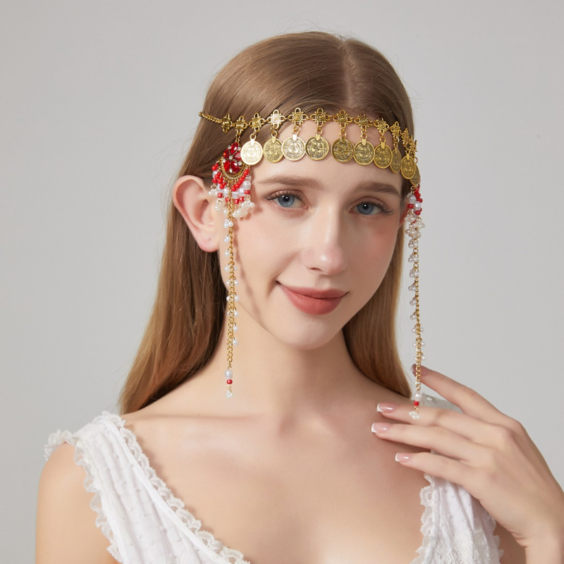 Bandă pentru frunte în stil retro-palat, formă geometrică, model în carouri, accesoriu pentru cap