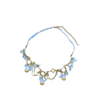 Colier cu cristal ochi de pisică, stil exotic, finisaj electroplatinat, accesorii Hanfu, vară 2024