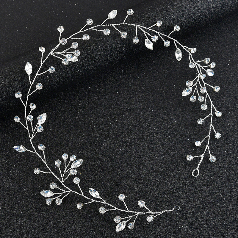 Korejskog stila traka za kosu s staklenim perlama u obliku konskog oka, od legure, prilagodljiv vjenčani dodatak