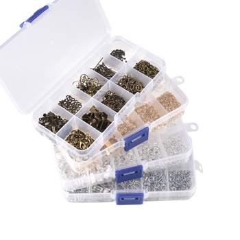 DIY set nakita: karabin kopča, bočna kopča, otvoreni prstenovi s jednim petljom, 9-pin igle za naušnice, naušnički kukice; metal, elektroplatina; u kutiji