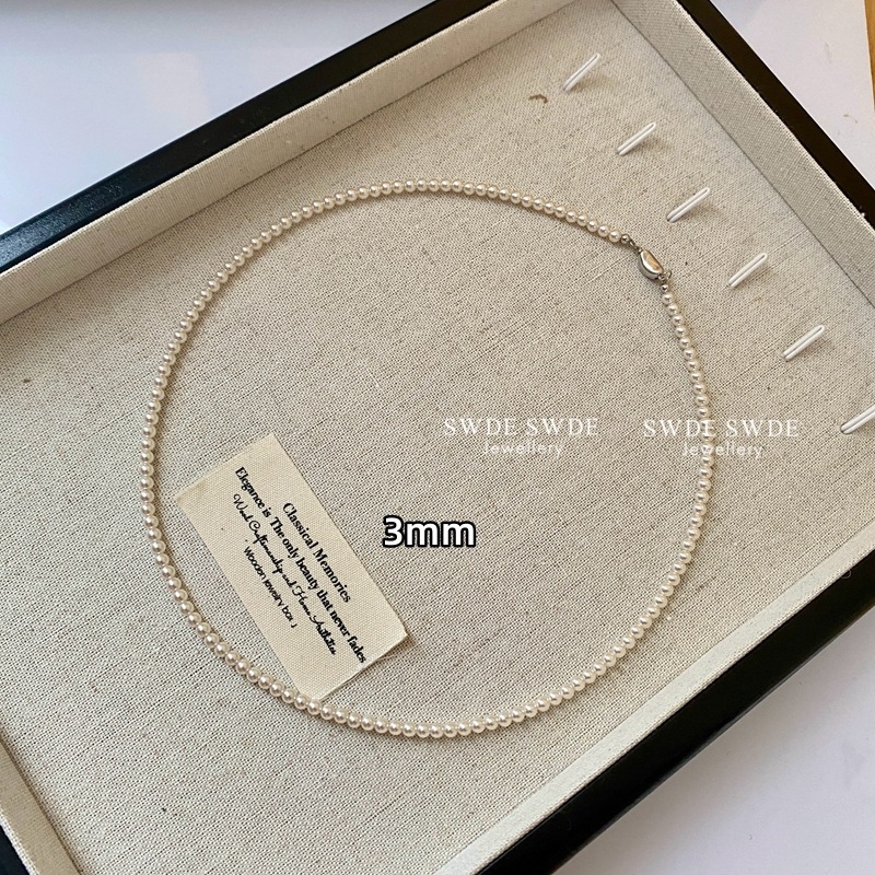 Unisex ogrlica s imitacijskim perlama, privjesak od titan čelika, ručna izrada, geometrijski lanac s kuglicama