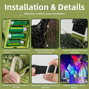 Elektrinis dinozauro sparnų žaislas berniukams su judančiais sąnariais, šviesa ir muzika