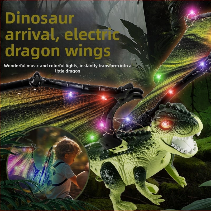 Elektrinis dinozauro sparnų žaislas berniukams su judančiais sąnariais, šviesa ir muzika