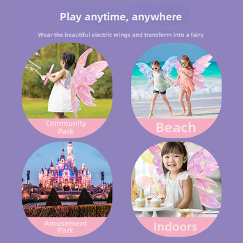 LED drugelio sparnų žaislas — automatiškai svyruojantys sparnai, garsas ir šviesa; plastmasinė konstrukcija; spalvota dėžutė; vaikams nuo 4 iki 6 metų