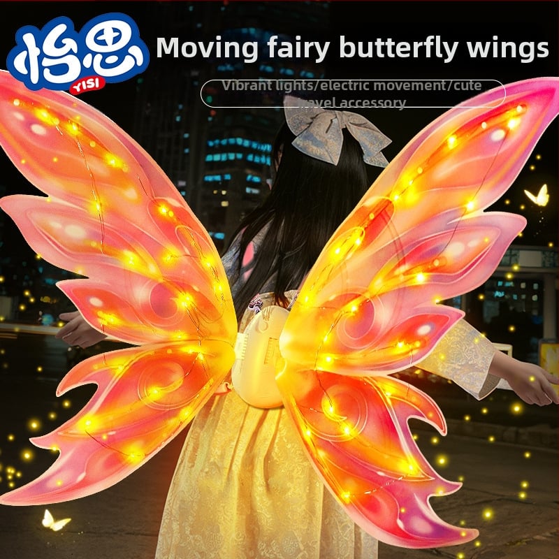 LED drugelio sparnų žaislas — automatiškai svyruojantys sparnai, garsas ir šviesa; plastmasinė konstrukcija; spalvota dėžutė; vaikams nuo 4 iki 6 metų