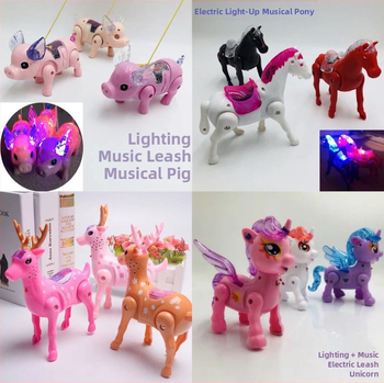 Xue Qun šviesus traukiamas kiaulės žaislas — plastmasinis, šviesos funkcija, vaikams 4–6 metai