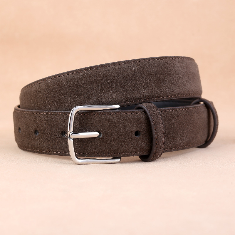 Ženski kožni pojas od prave kože, kravlji velur, spona od legura, spona s iglom, širina 2–4 cm, Stay sweet, Zima 2024, svestran casual minimalist stil