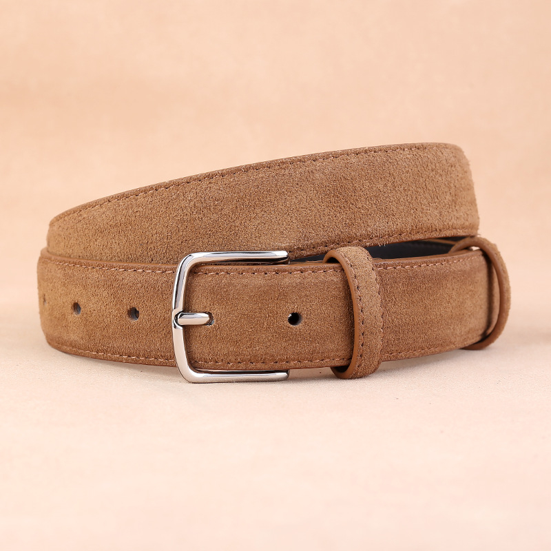 Ženski kožni pojas od prave kože, kravlji velur, spona od legura, spona s iglom, širina 2–4 cm, Stay sweet, Zima 2024, svestran casual minimalist stil