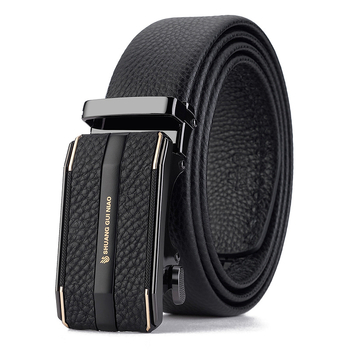 Férfi bőr öv üzleti és hétköznapi viseletre automata csattal (Első réteg marha bőre; Csattanyag: ötvözet; Szélesség: 2–4 cm; Márka: Double Precious Bird)