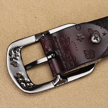 Ženski kožni kaiš s kopčom na pin, dvostruka koža, spojka od legure, širina 2–4 cm, retro stil