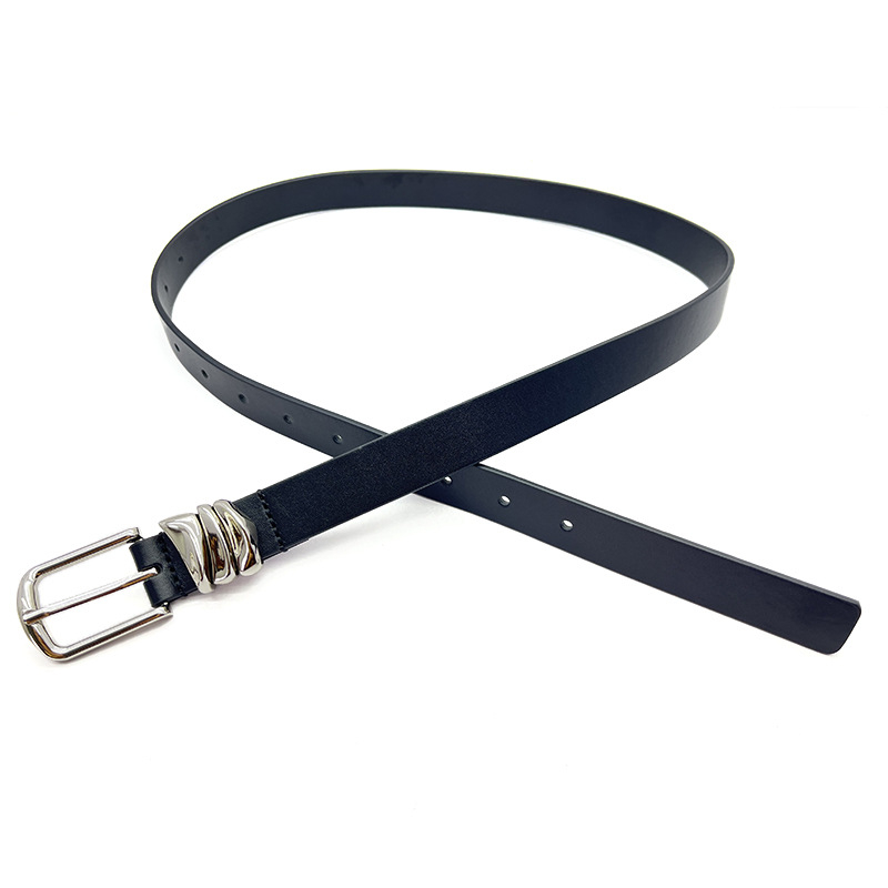 Dámsky opasok z prvej vrstvy hovädzej kože s prackou, šírka 2-4 cm, obchodný, elegantný, minimalistický štýl