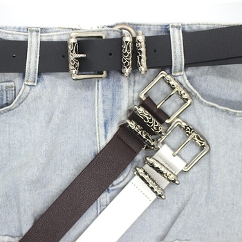 Novi remen od srebrnog legura s izrezbarenim otvorenim uzorkom i valjkastom kopčom, punk ulični stil, unisex