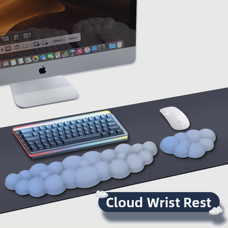 Cloud podloga za miš s narukvicom za zglob – memorijska pjena, silikonova osnova, tkanina mliječne svile – jednostrana