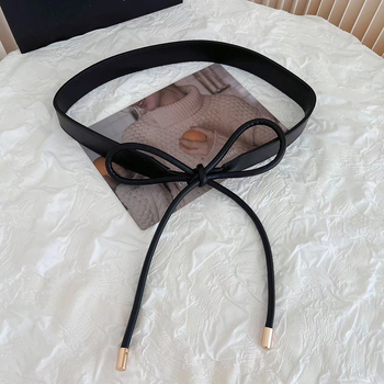 Kožený opasok s uzlom pre ženy, tenký, s prackou zliatiny, ručne vyšívané korálky