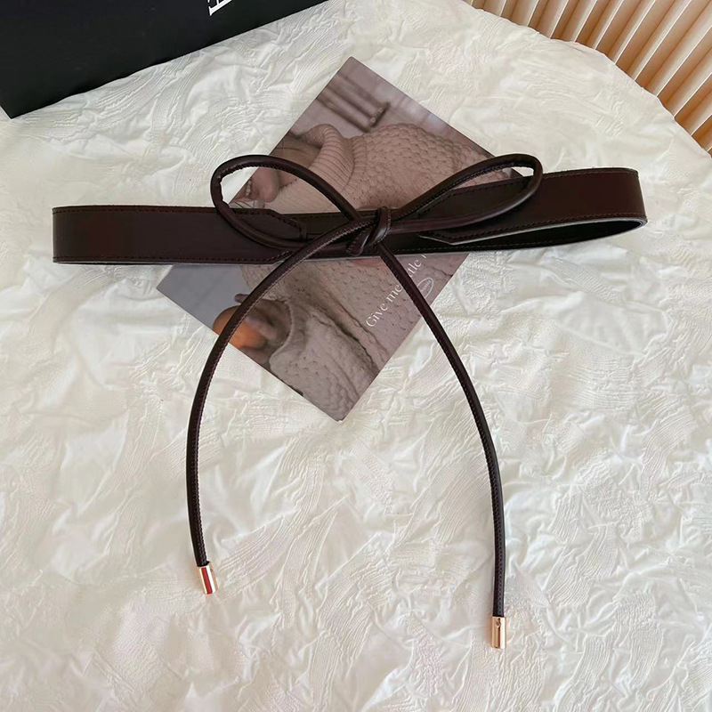 Kožený opasok s uzlom pre ženy, tenký, s prackou zliatiny, ručne vyšívané korálky