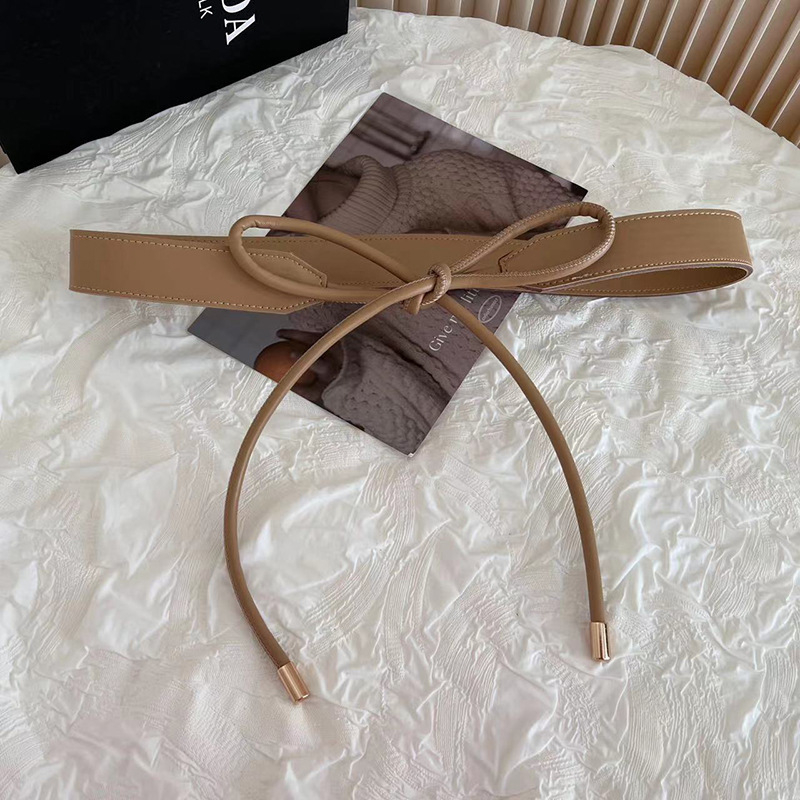 Kožený opasok s uzlom pre ženy, tenký, s prackou zliatiny, ručne vyšívané korálky