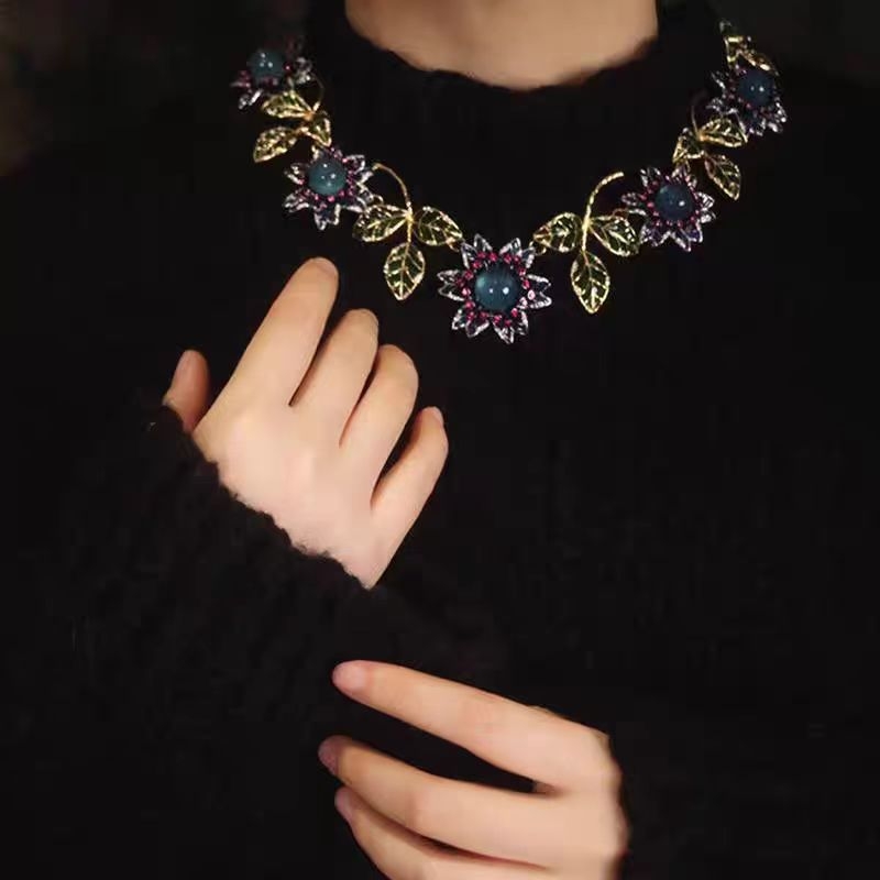 Ogrlica za ključnu kost s rhinestones kristalima, brenda Front Orange, privjesak od legure, lanac za ključnicu