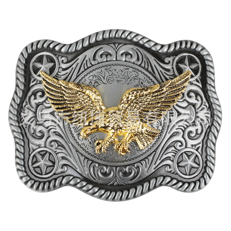 Cataramă plată pentru curea, cu model stea cu cinci colțuri, aliaj de zinc, unisex, cataramă pătrată (2015)