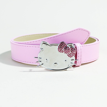 Hello Kitty ružičasti Y2K kaiš s glavom mačke i dijamantima, za traperice, širina 3,3 cm, duljina 105 cm