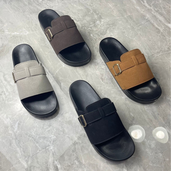 Джапанки унисекс с кожена горна част, подметка от композит, slip-on, стил Европейска и американска мода, пускане пролет 2025