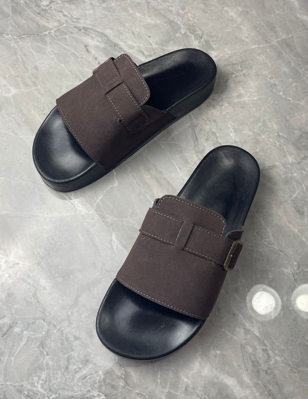 Джапанки унисекс с кожена горна част, подметка от композит, slip-on, стил Европейска и американска мода, пускане пролет 2025