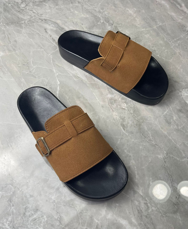 Джапанки унисекс с кожена горна част, подметка от композит, slip-on, стил Европейска и американска мода, пускане пролет 2025