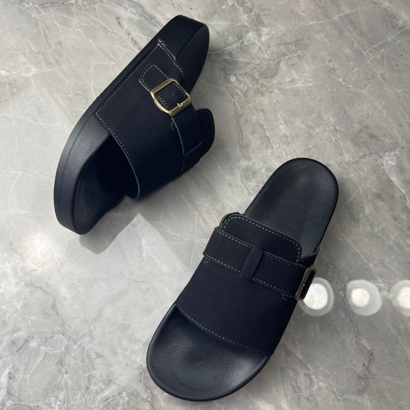 Джапанки унисекс с кожена горна част, подметка от композит, slip-on, стил Европейска и американска мода, пускане пролет 2025