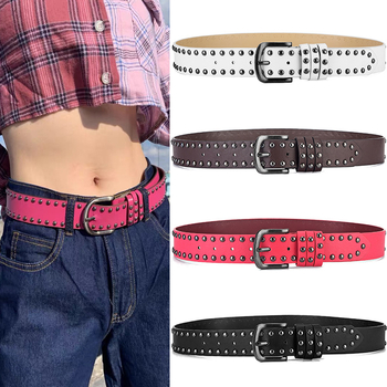 Poјас s rivet detalima od umjetne kože, kopča od legure, zatvaranje pinom, širina 2–4 cm, LCDN/Liechao Danny, elegantan minimalistički poslovni stil