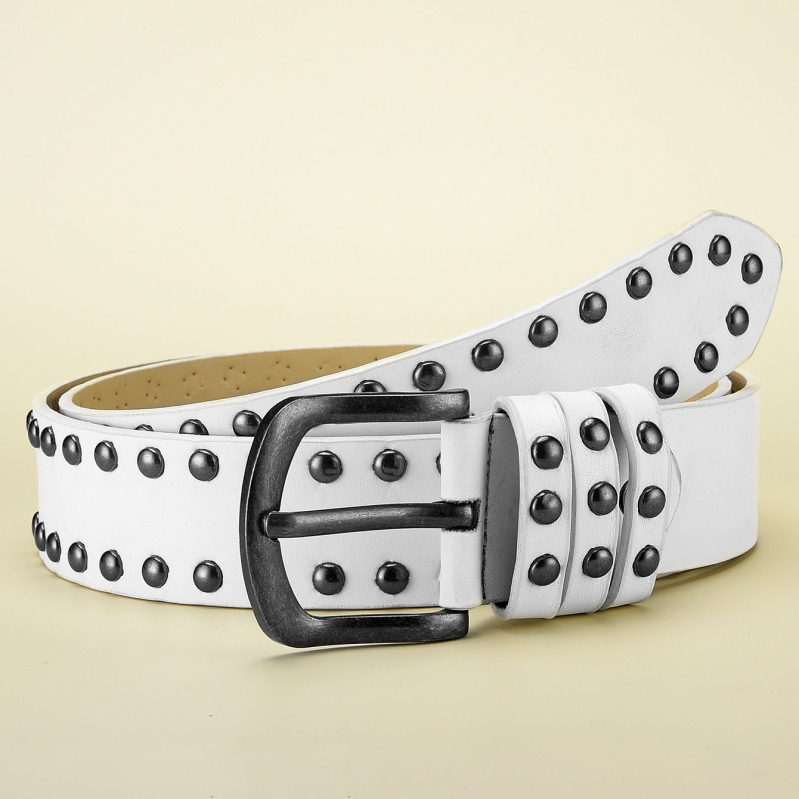 Poјас s rivet detalima od umjetne kože, kopča od legure, zatvaranje pinom, širina 2–4 cm, LCDN/Liechao Danny, elegantan minimalistički poslovni stil