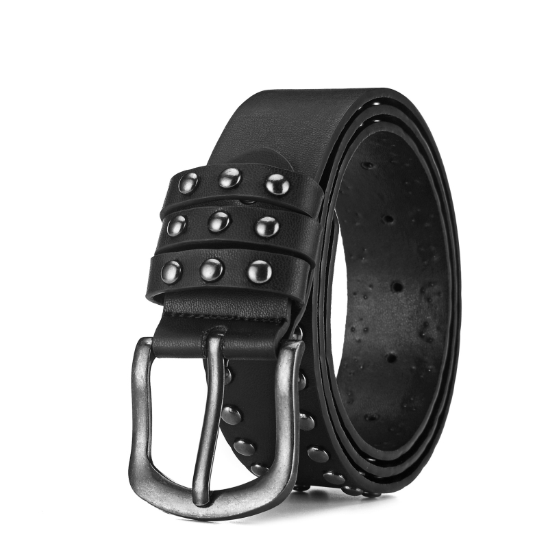 Poјас s rivet detalima od umjetne kože, kopča od legure, zatvaranje pinom, širina 2–4 cm, LCDN/Liechao Danny, elegantan minimalistički poslovni stil