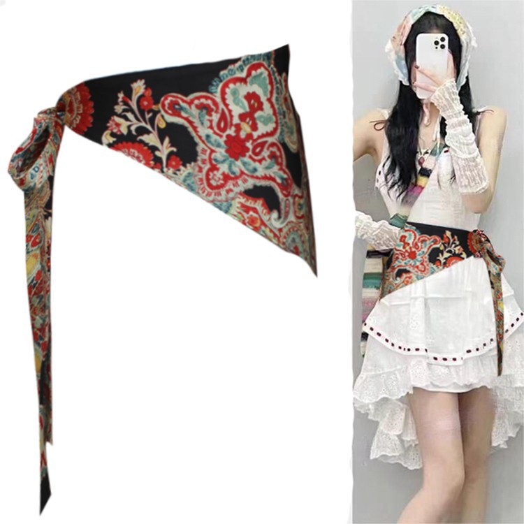 Centură - Șnur triunghiular, stil etnic, țesătură de mătase, curea decorativă feminină, inspirată de dinastia Han