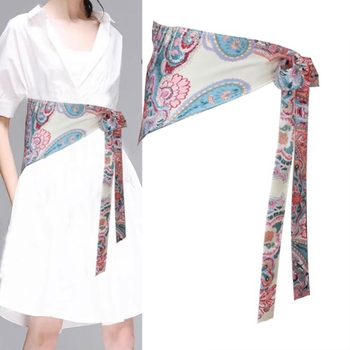 Centură de talie pentru femei – stil etnic, țesătură de mătase, închidere cu șnur, curea decorativă, o singură curea