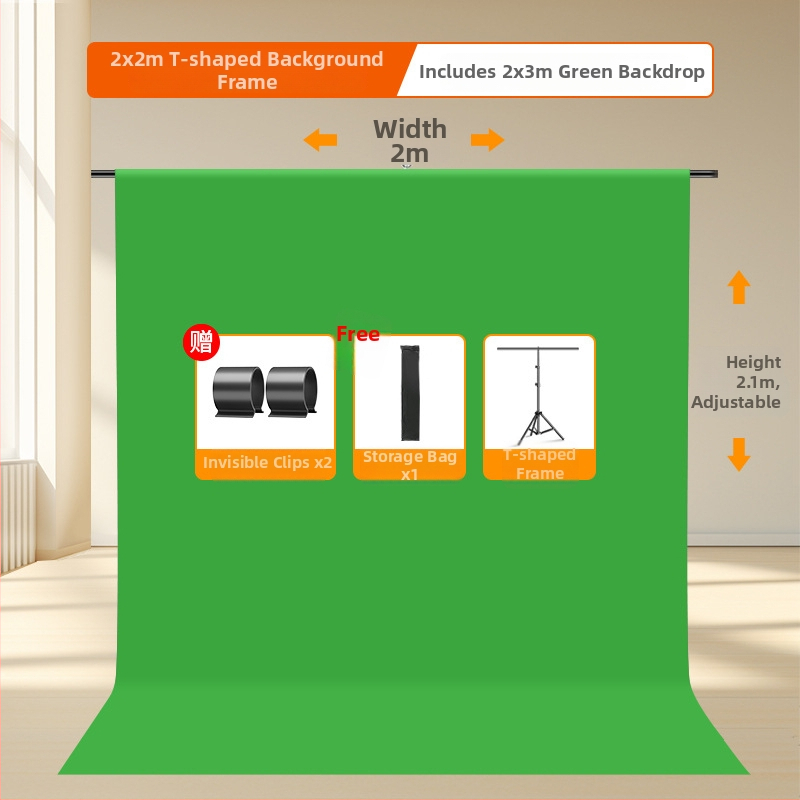 Zaļā ekrāna statīvs ar teleskopisku augstuma regulēšanu, portatīvs dizains, fona rāmis un fona audums