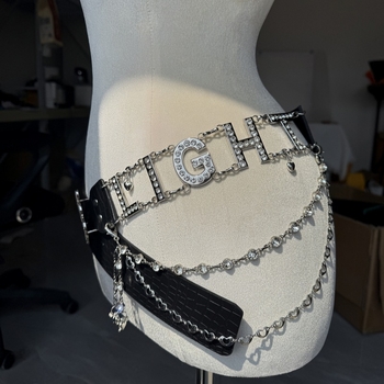 DIA Y2K derékszalag lánc strassz kövekkel, PU bőr derékszíj, ötvözet csattal, gombos zárás, 2022 ősz, Yiwu eredet