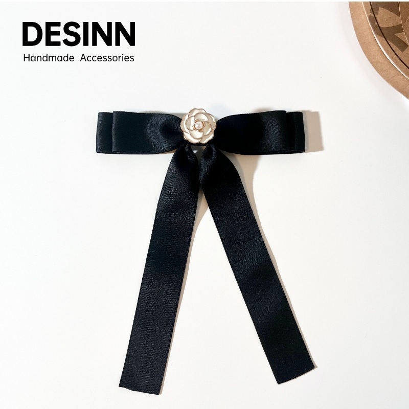 Nyak virág és csokornyakkendő brooch női inghez, monokróm minta, webbing anyag, koreai stílus