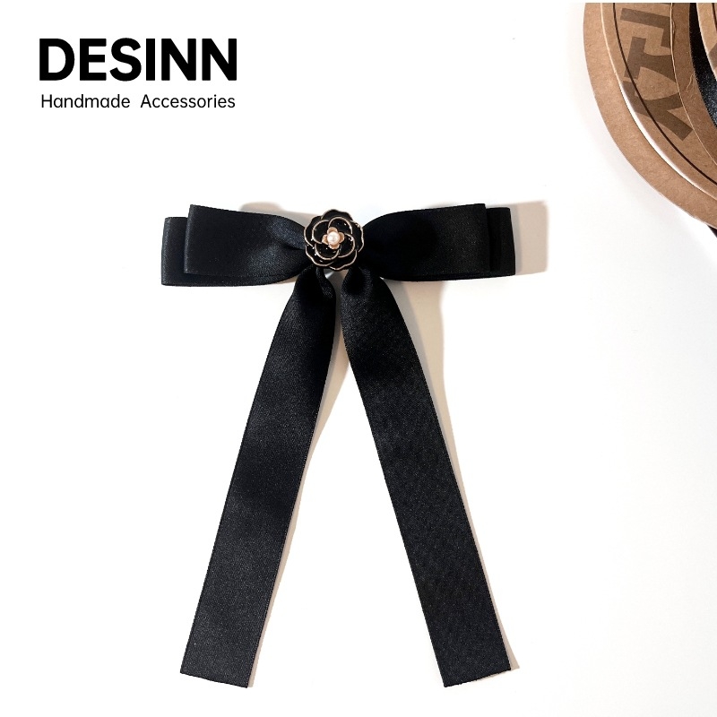 Nyak virág és csokornyakkendő brooch női inghez, monokróm minta, webbing anyag, koreai stílus