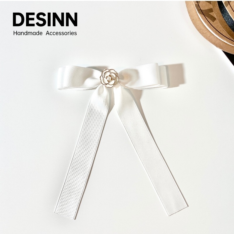 Nyak virág és csokornyakkendő brooch női inghez, monokróm minta, webbing anyag, koreai stílus