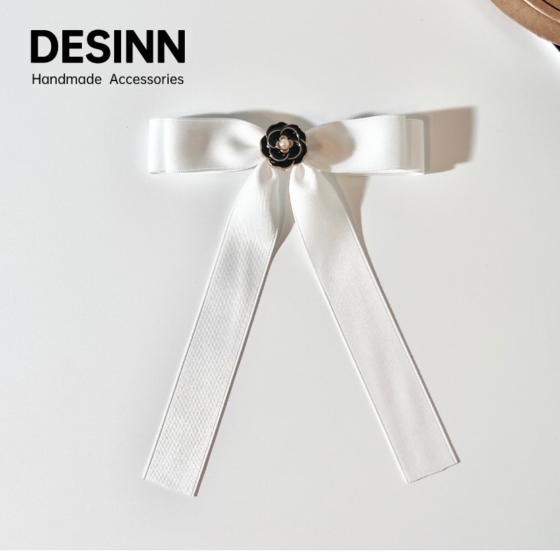 Nyak virág és csokornyakkendő brooch női inghez, monokróm minta, webbing anyag, koreai stílus