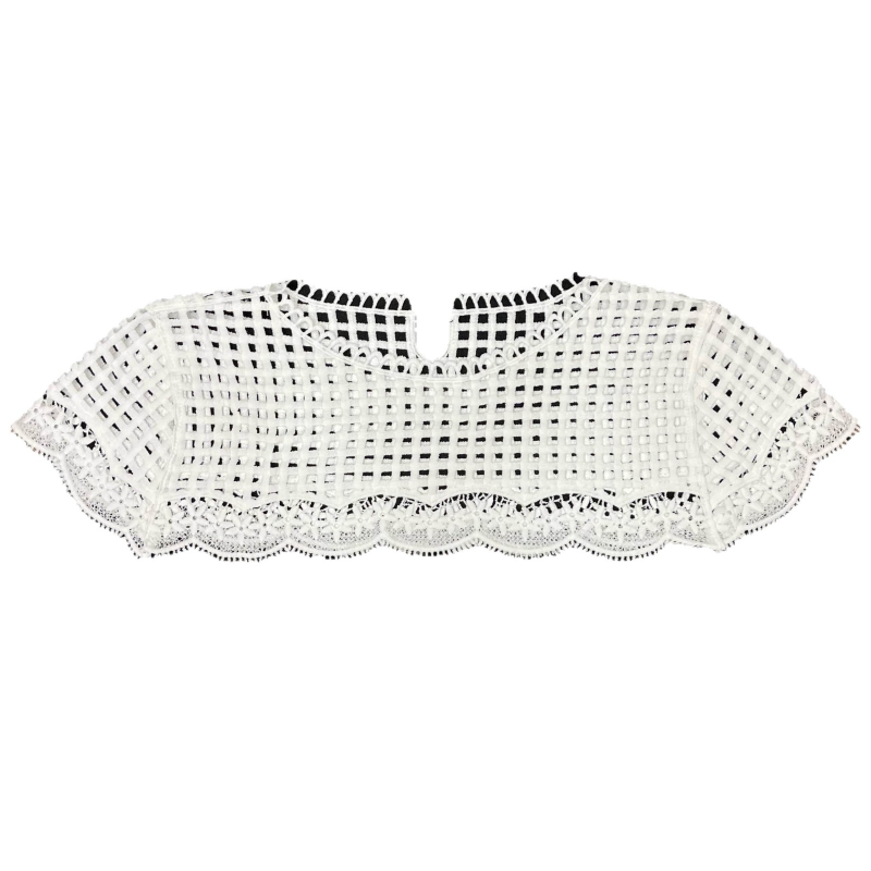 Otapajuća čipkasta aplikacija s cvijetom za ovratnik i šal, baza od šesterokutne mreže, šivana poliesterom