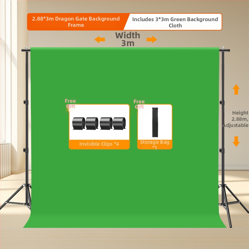 Teleskopisks chromakey fona stends, pārnēsājams regulējams rāmis ar fona audumu