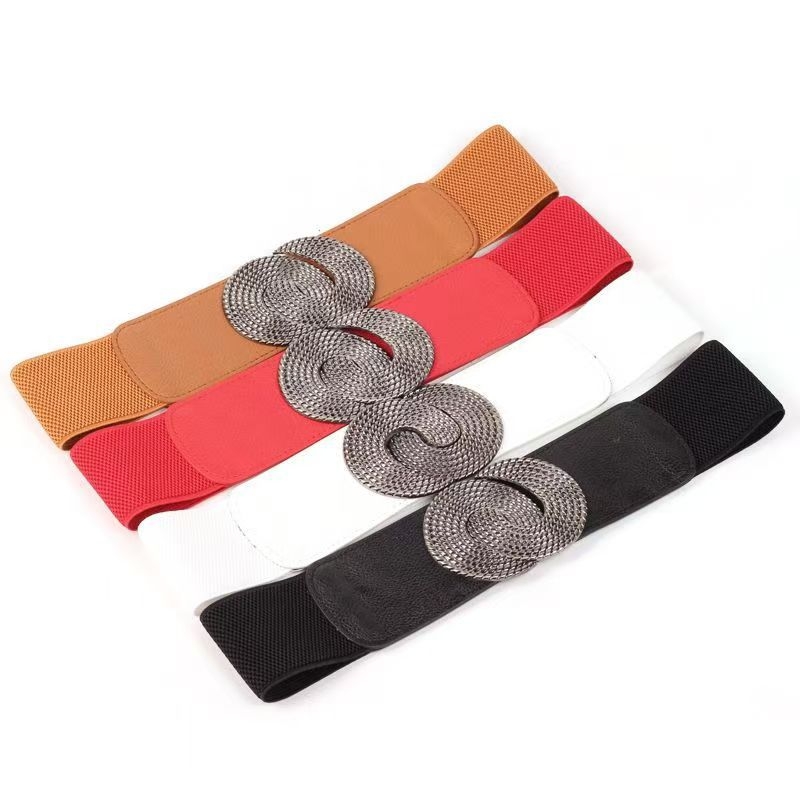 Pojas za haljinu, široki PU kožni pojas, retro stil, kopča od legure, način kopčanja: kopča (Materijal: PU koža; Kopča: legura; Način kopčanja: kopča; Širina: debela (>4 cm); Stil: retro)