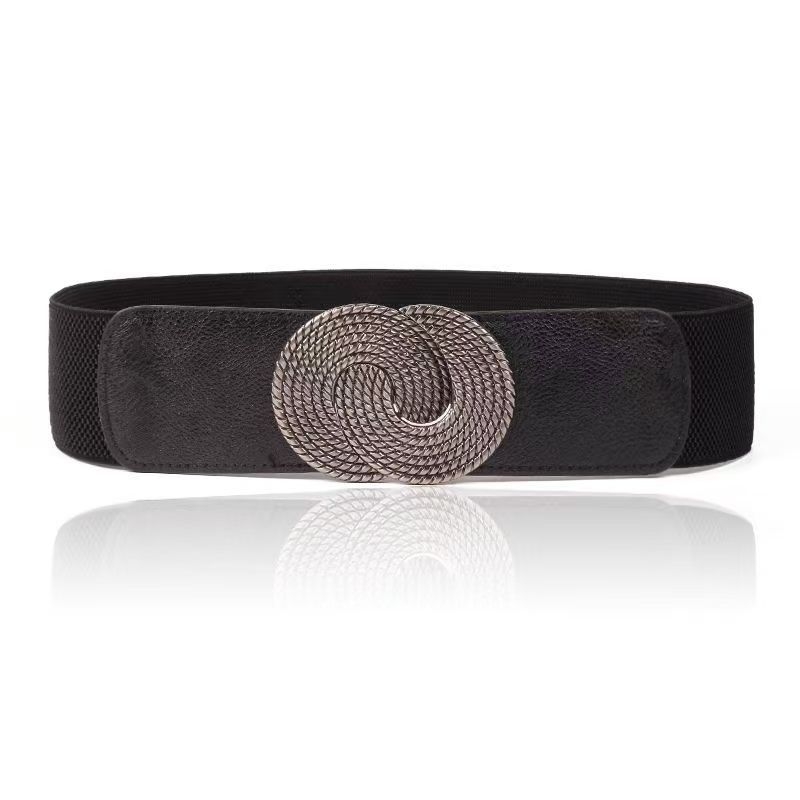 Pojas za haljinu, široki PU kožni pojas, retro stil, kopča od legure, način kopčanja: kopča (Materijal: PU koža; Kopča: legura; Način kopčanja: kopča; Širina: debela (>4 cm); Stil: retro)